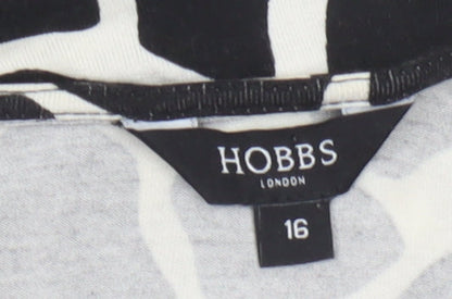 Hobbs Women’s Black Animal Print Wrap Dress Size 16 Short Sleeve