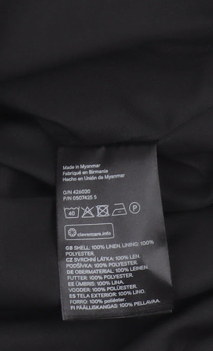 H&M Men's Black Linen Bomber Jacket L Regular Fit Zip Up