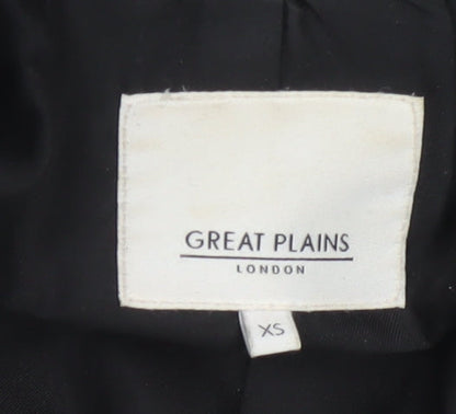 Great Plains Women Black XS Tweed Mid-Length Overcoat