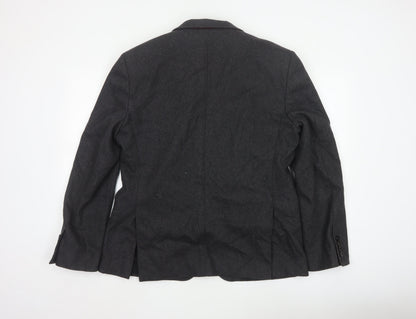 Linea Men’s Grey Wool Blend Blazer Jacket Size L Classic Formal