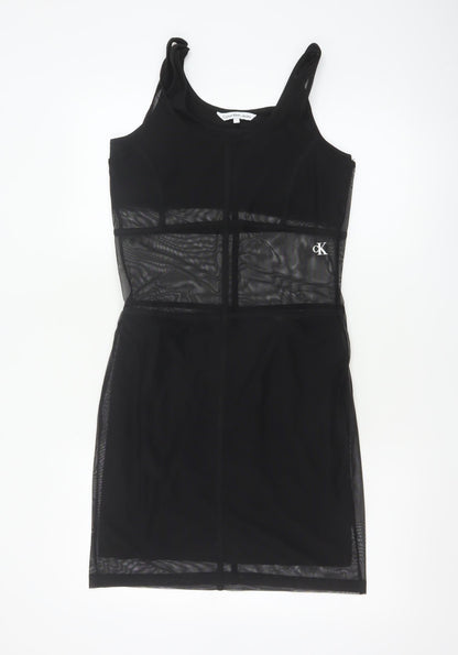 Calvin Klein Jeans Women’s Black Bodycon Sleeveless Mesh Dress L