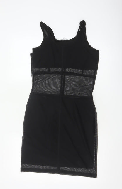 Calvin Klein Jeans Women’s Black Bodycon Sleeveless Mesh Dress L