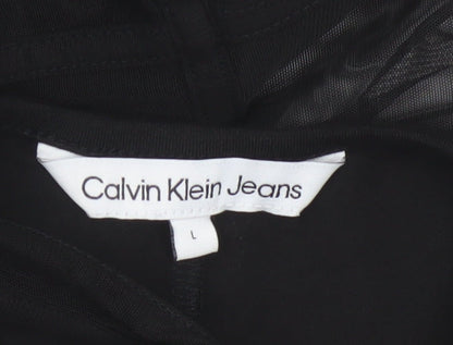 Calvin Klein Jeans Women’s Black Bodycon Sleeveless Mesh Dress L