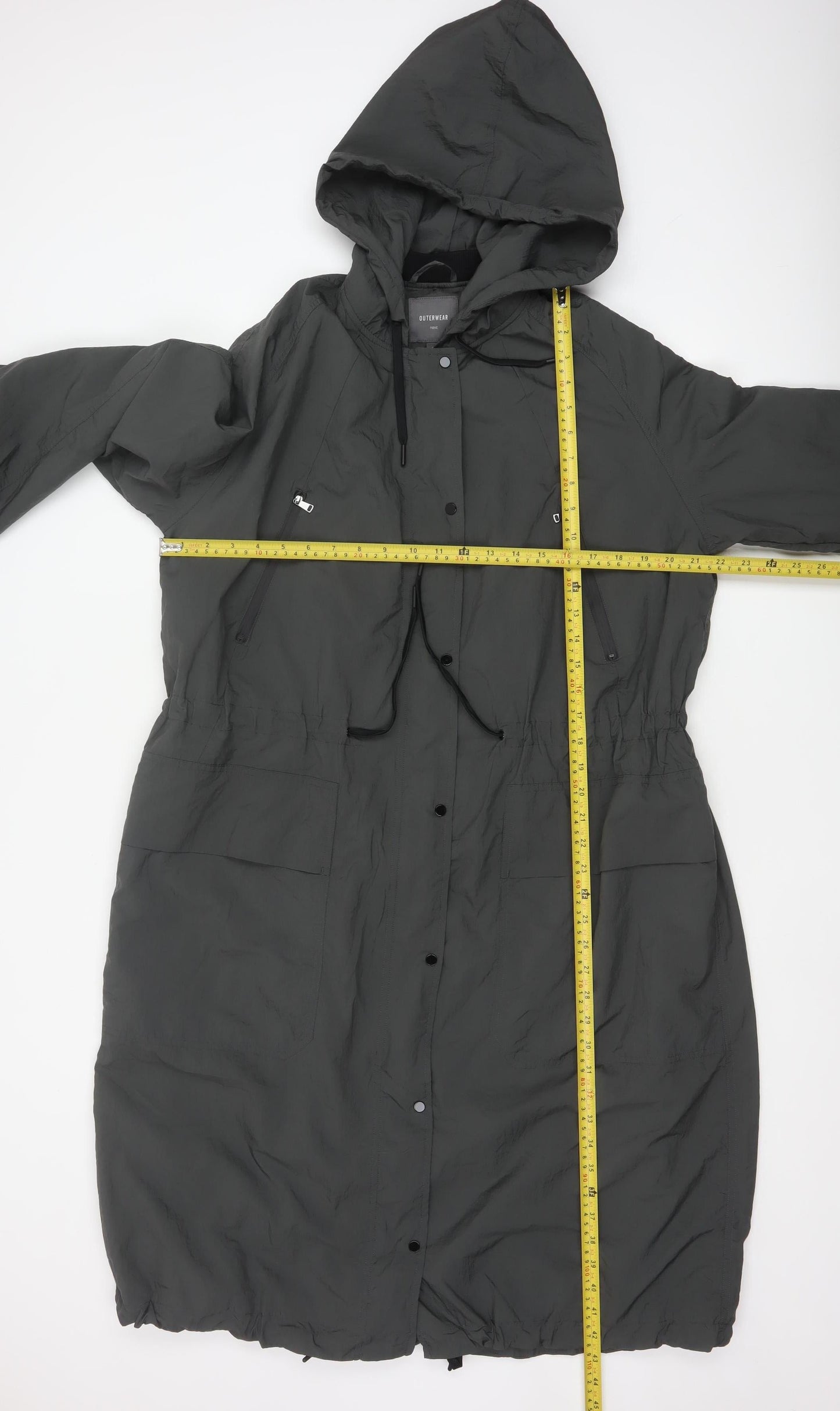 Next Women Grey Hooded Parka Coat Size 8 Long Nylon Jacket