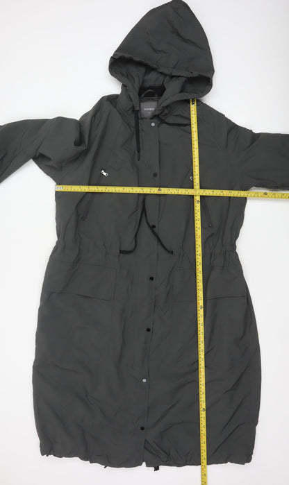 Next Women Grey Hooded Parka Coat Size 8 Long Nylon Jacket