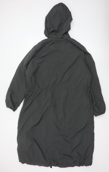 Next Women Grey Hooded Parka Coat Size 8 Long Nylon Jacket