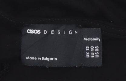 ASOS Design Women Black Maternity Jumpsuit Viscose UK 12