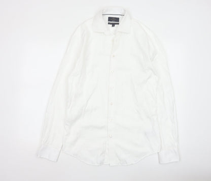 Marks and Spencer Men's White Slim Fit Long Sleeve Cotton Shirt 15in