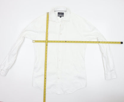 Marks and Spencer Men's White Slim Fit Long Sleeve Cotton Shirt 15in