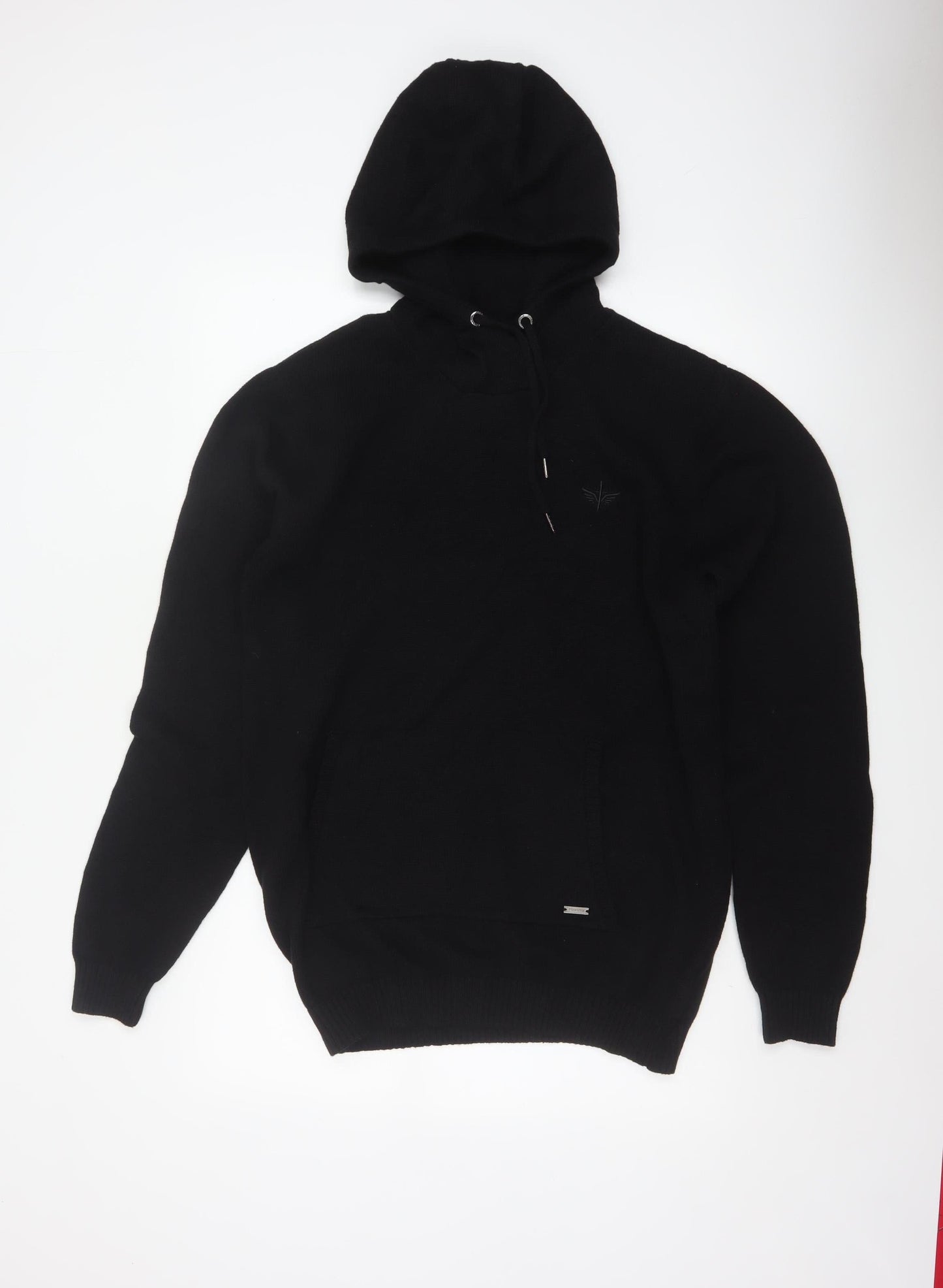 Firetrap Men's Black Cotton Knit Hooded Pullover Jumper XL
