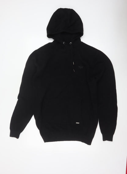 Firetrap Men's Black Cotton Knit Hooded Pullover Jumper XL