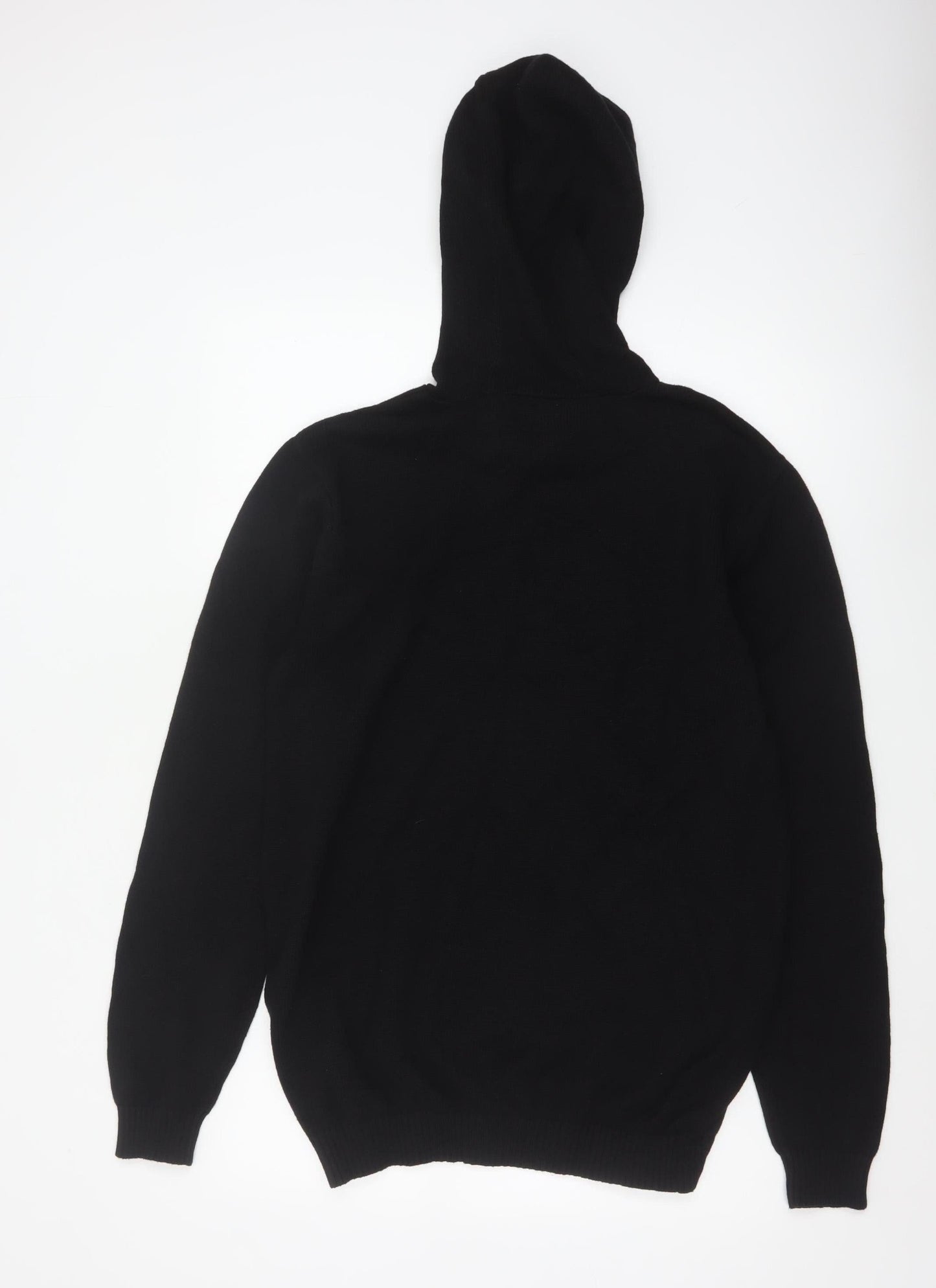 Firetrap Men's Black Cotton Knit Hooded Pullover Jumper XL
