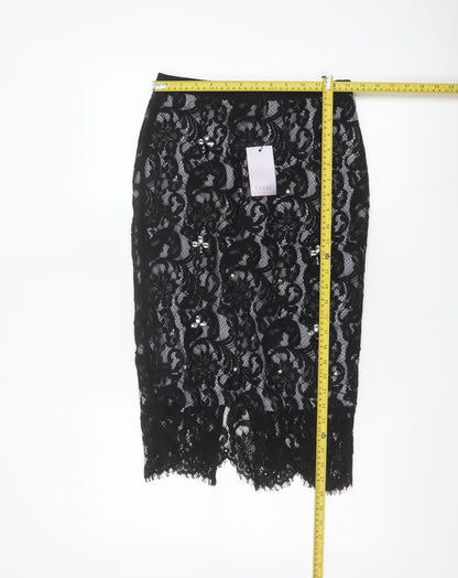 Coast Women’s Black Lace Midi Pencil Skirt UK 8 Formal Party