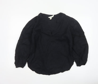 H&M Womens Black Cotton Tunic Blouse Long Sleeve XS