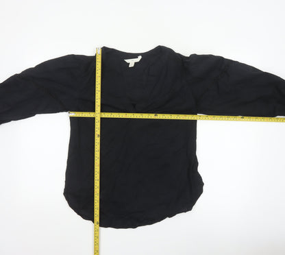 H&M Womens Black Cotton Tunic Blouse Long Sleeve XS