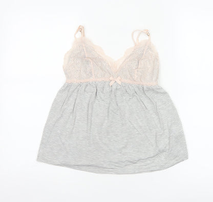 Boden Women’s Grey Lace Trim Striped Camisole Top Size S