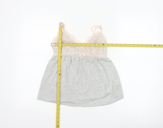 Boden Women’s Grey Lace Trim Striped Camisole Top Size S