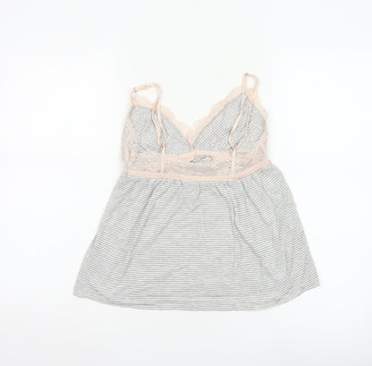 Boden Women’s Grey Lace Trim Striped Camisole Top Size S