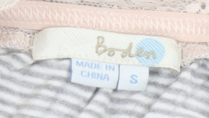 Boden Women’s Grey Lace Trim Striped Camisole Top Size S