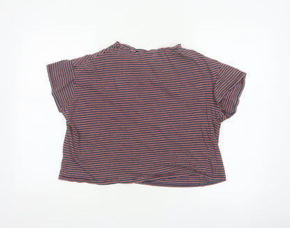 Pull & Bear Women's Multicoloured Striped Cropped T-Shirt S