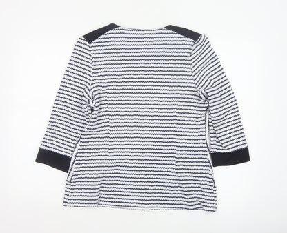 Roman Women’s Blue Striped Tunic Blouse Size 18 3/4 Sleeve Knit Top
