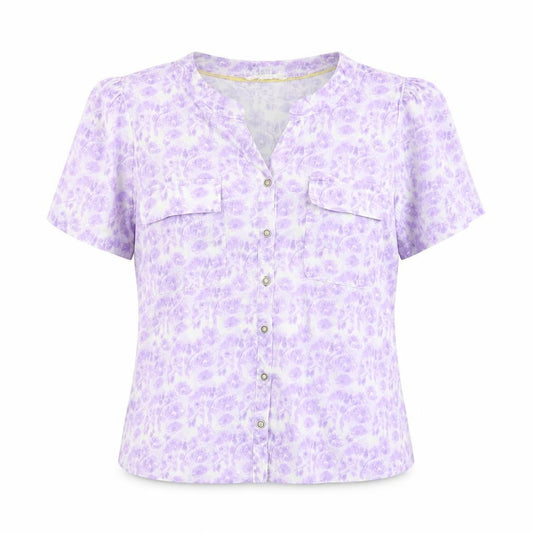 White Stuff Women's Purple Floral Cotton Modal Blouse UK 10