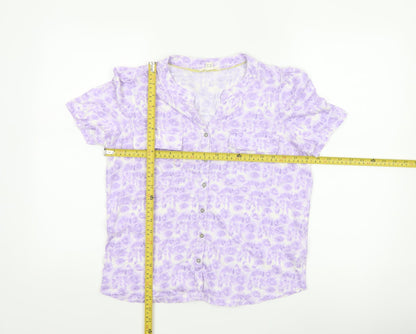 White Stuff Women's Purple Floral Cotton Modal Blouse UK 10