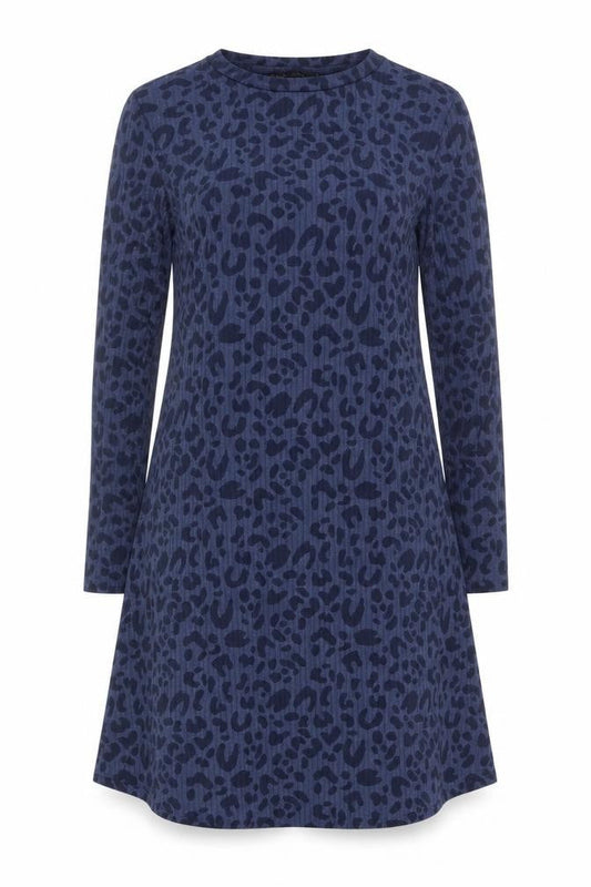 Marks & Spencer Women's Blue Animal Print Long Sleeve A-Line Dress Size 10