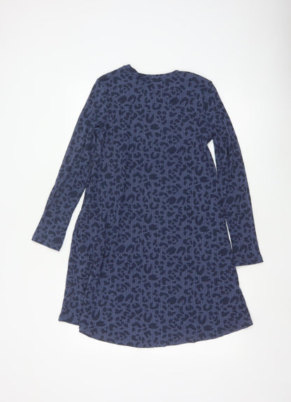 Marks and Spencer Women's Blue Animal Print Long Sleeve A-Line Dress Size 10