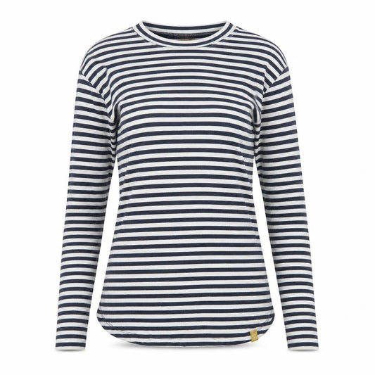Joules Women’s Navy White Striped Long Sleeve Cotton Modal Top UK 12
