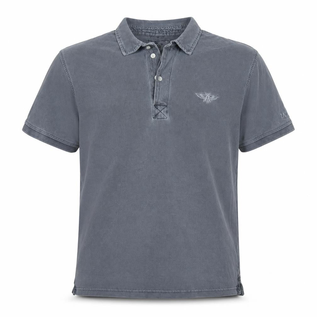 Lazy Jacks Men's Grey Stonewashed Cotton Polo Shirt Size M