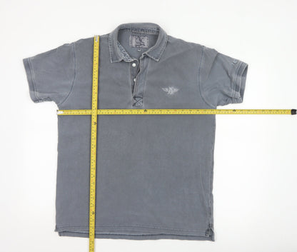 Lazy Jacks Men's Grey Stonewashed Cotton Polo Shirt Size M