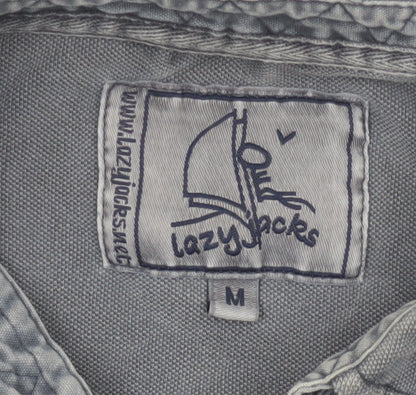 Lazy Jacks Men's Grey Stonewashed Cotton Polo Shirt Size M