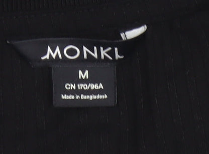Monki Women’s Black Collared Long Sleeve Stretch Cropped Top Size 12