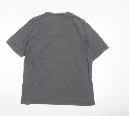 No Fear Men's Grey Graphic Print Crew Neck Cotton T-Shirt Medium