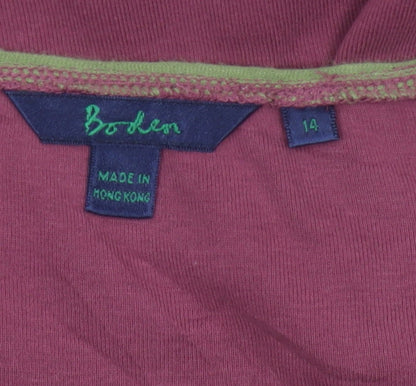 Boden Women Purple Cotton 3/4 Sleeve Scoop Neck Top Size 14