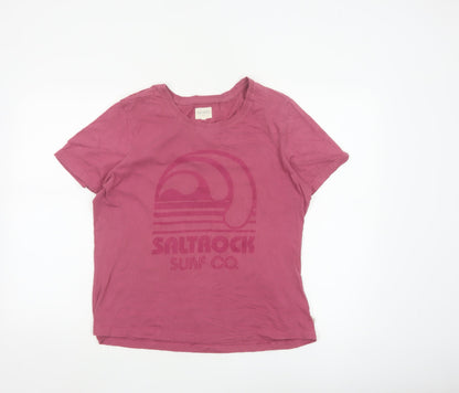 Saltrock Womens Pink Size 16 Cotton Surf Graphic T-Shirt