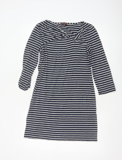 Phase Eight Women Blue Striped Knee Length Shift Dress Size 12