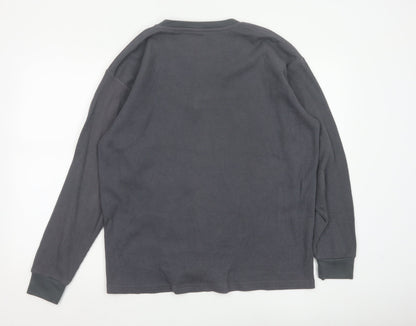 DNLA Sport Men’s Grey Long Sleeve Henley Cotton Blend Top Size L
