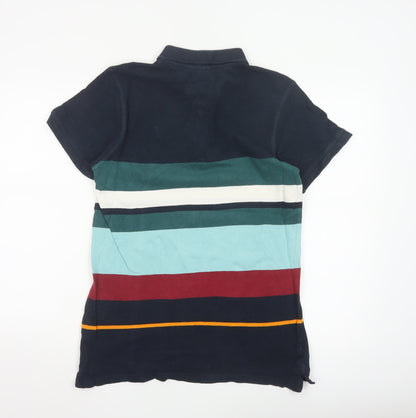 Soviet Men's Multicoloured Striped Cotton Polo Shirt Medium