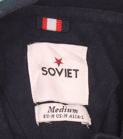 Soviet Men's Multicoloured Striped Cotton Polo Shirt Medium