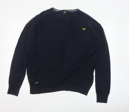 Threadbare Men's Blue 2XL Cotton Crew Neck Jumper