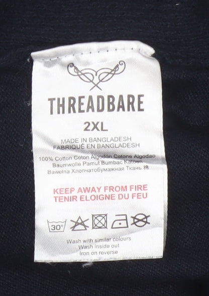 Threadbare Men's Blue 2XL Cotton Crew Neck Jumper