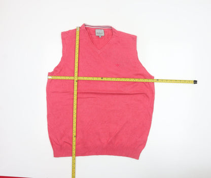 Morley Men's Pink Cotton V-Neck Sleeveless Jumper Vest XL