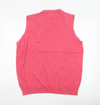 Morley Men's Pink Cotton V-Neck Sleeveless Jumper Vest XL