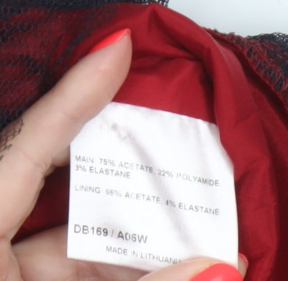 Karen Millen Women’s Red Strapless Sweetheart Satin Cocktail Dress Size 10