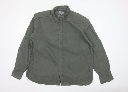 Marks and Spencer Men’s Green Cotton Oxford Button-Up Shirt XL Regular