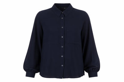 Marks and Spencer Women's Blue Long Sleeve Button-Up Blouse Size 14