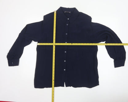Marks and Spencer Women's Blue Long Sleeve Button-Up Blouse Size 14