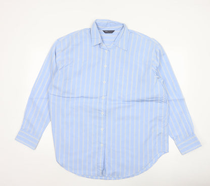 Marks and Spencer Women’s Blue Striped Cotton Button-Up Shirt Size 16